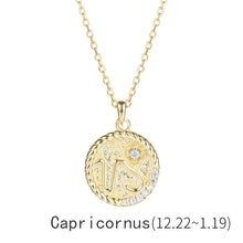 Load image into Gallery viewer, Zodiac Sign Disc Charm Necklace
