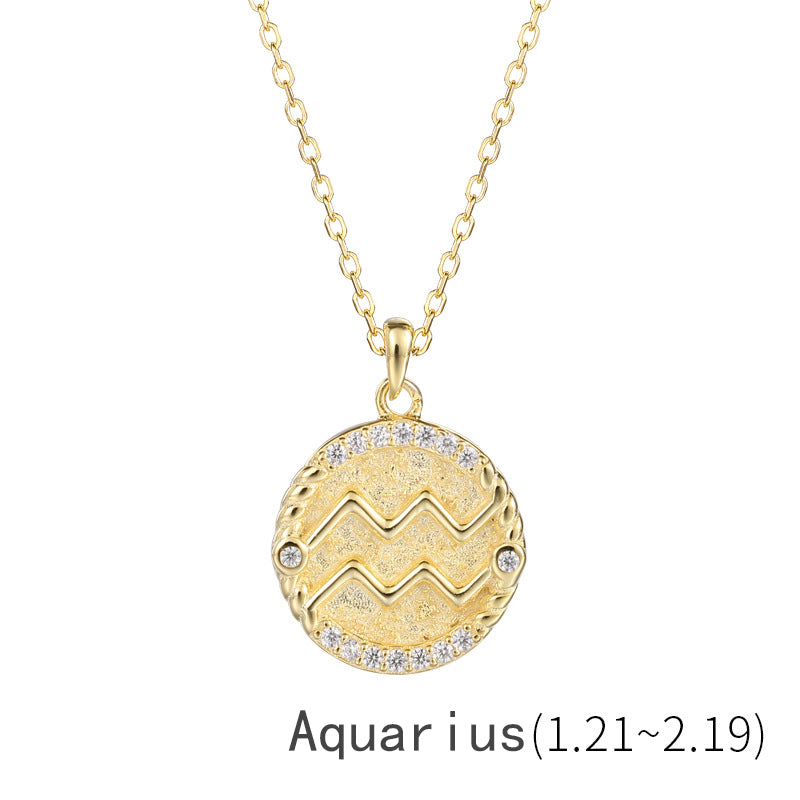 Zodiac Sign Disc Charm Necklace