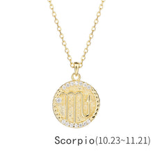 Load image into Gallery viewer, Zodiac Sign Disc Charm Necklace
