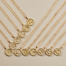 Load image into Gallery viewer, Zodiac Sign Disc Charm Necklace
