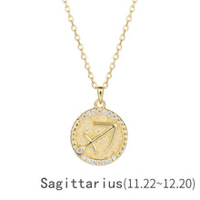 Load image into Gallery viewer, Zodiac Sign Disc Charm Necklace
